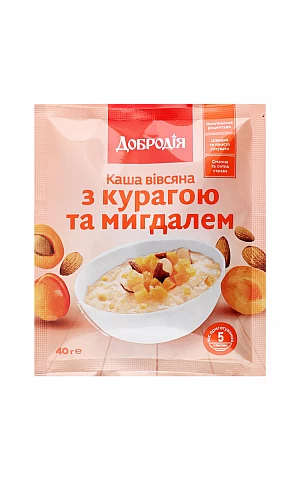 Каша Добродія вівсяна з курагою та мигдалем